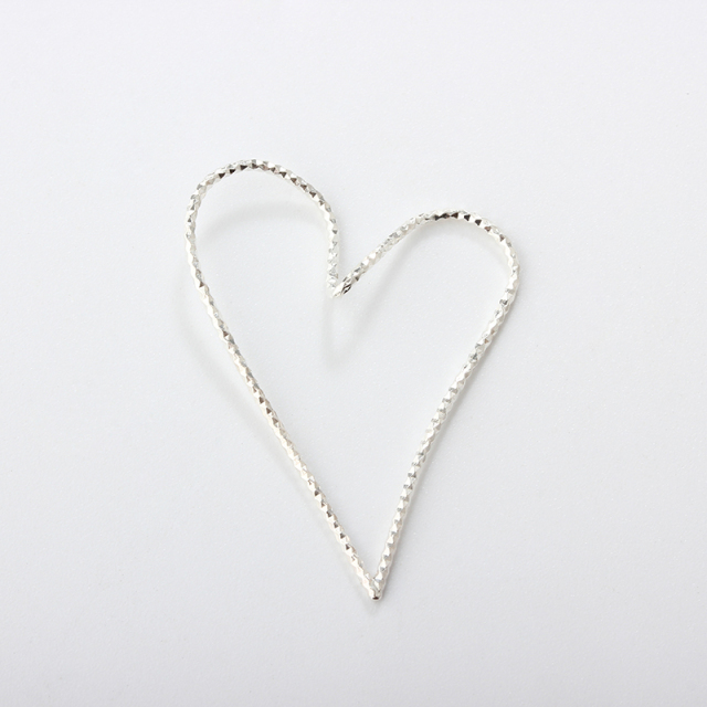 925 Sterling Silver Diamond-Cut Starry Heart Link Ring