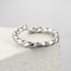 925 Sterling Silver Simple Twisted Open Rings