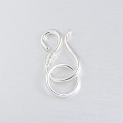 925 Sterling Silver Hook Clasp Findings With Textured Detail