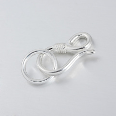 925 Sterling Silver Hook Clasp Findings With Textured Detail