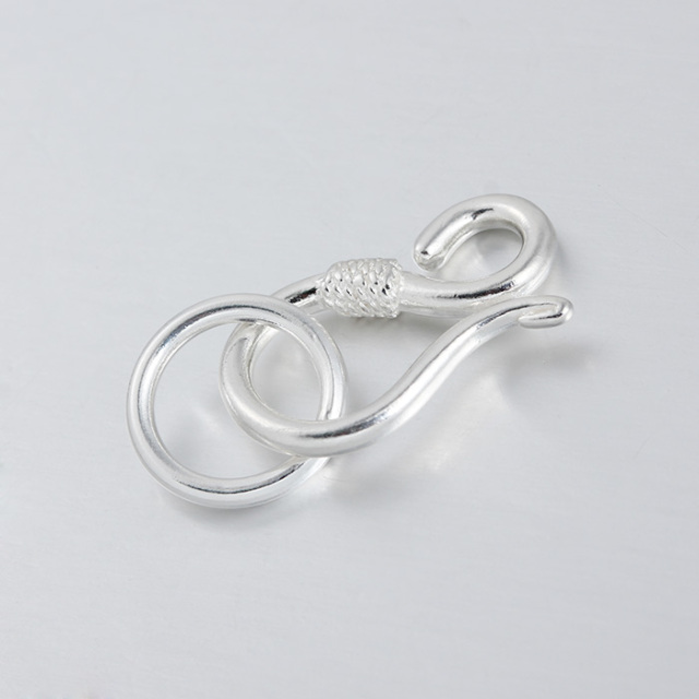 925 Sterling Silver Hook Clasp Findings With Textured Detail