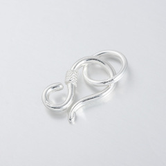 925 Sterling Silver Hook Clasp Findings With Textured Detail