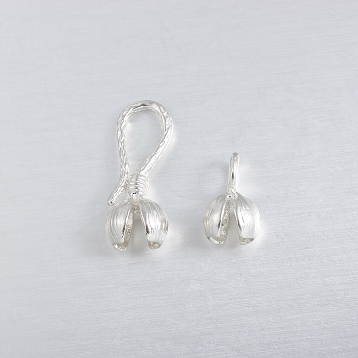 925 Sterling Silver Bud-Shaped Hook And Eye Clasp Findings