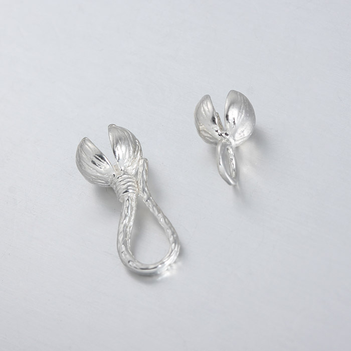 925 Sterling Silver Bud-Shaped Hook And Eye Clasp Findings