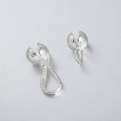 925 Sterling Silver Bud-Shaped Hook And Eye Clasp Findings