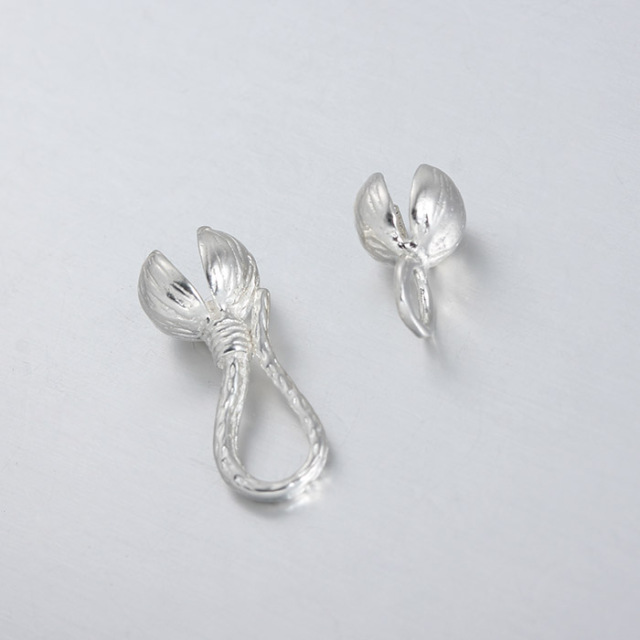 925 Sterling Silver Bud-Shaped Hook And Eye Clasp Findings