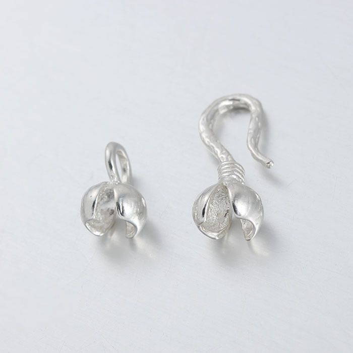 925 Sterling Silver Middle Size Flower S Hook Clasps