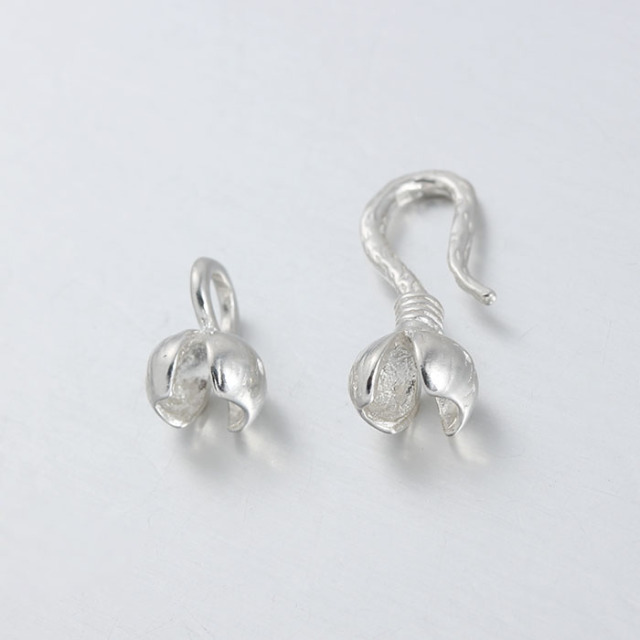 925 Sterling Silver Middle Size Flower S Hook Clasps