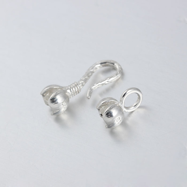 925 Sterling Silver Middle Size Flower S Hook Clasps