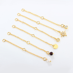 925 Sterling Silver 35C Cable Chain Extender With Charm Ending