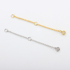 925 Sterling Silver 1.5mm Rolo Chain Extender With Charm Ending