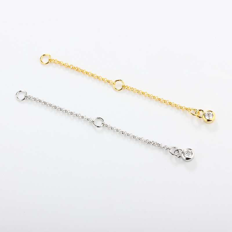 925 Sterling Silver 1.5mm Rolo Chain Extender With Charm Ending