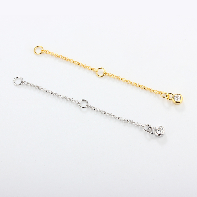 925 Sterling Silver 1.5mm Rolo Chain Extender With Charm Ending
