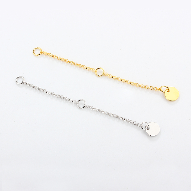 925 Sterling Silver 1.5mm Rolo Chain Extender With Charm Ending