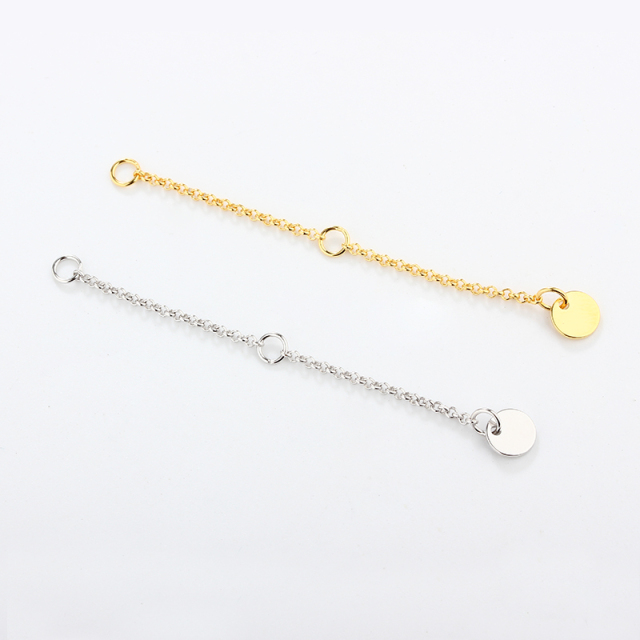925 Sterling Silver 1.5mm Rolo Chain Extender With Charm Ending