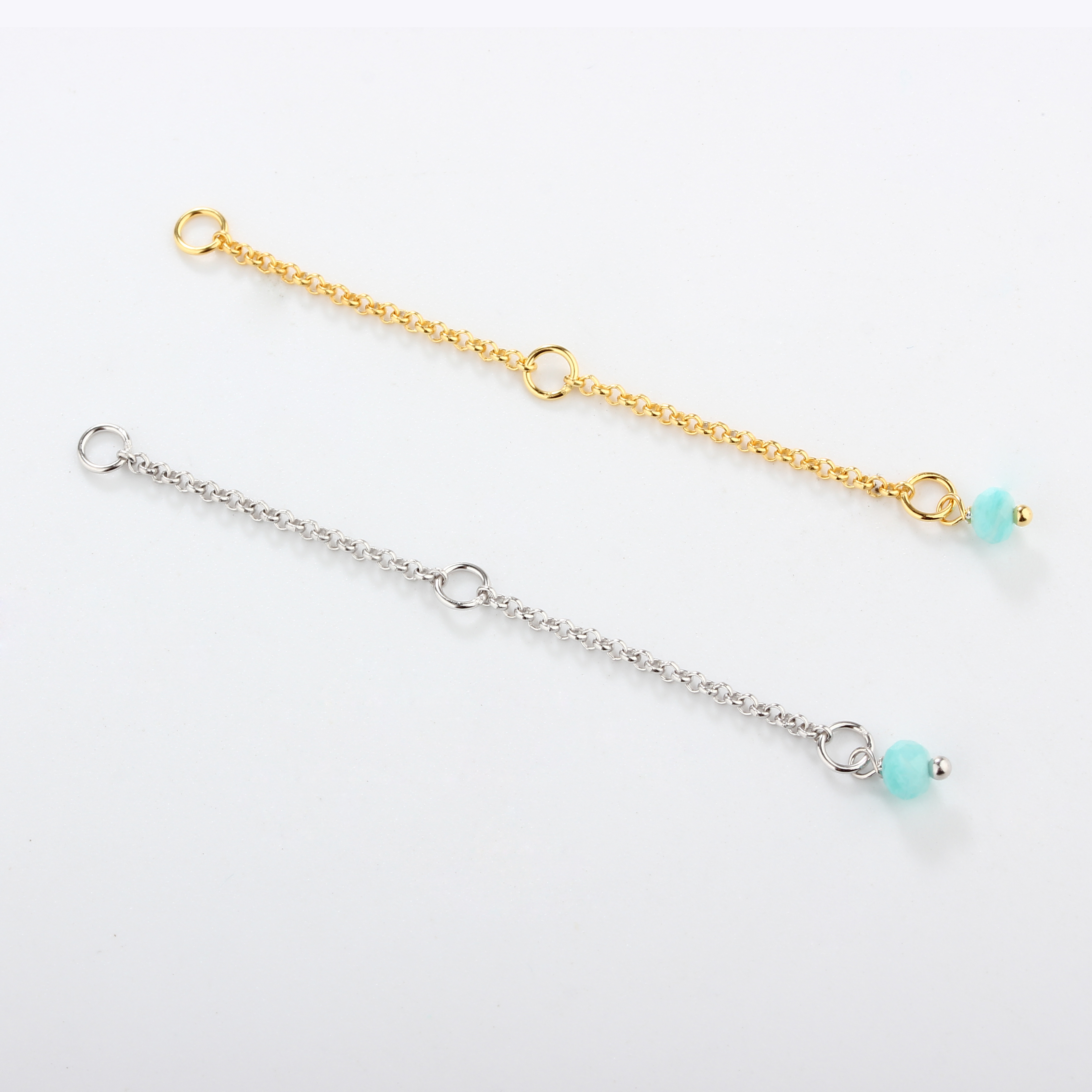 925 Sterling Silver 1.5mm Rolo Chain Extender With Charm Ending