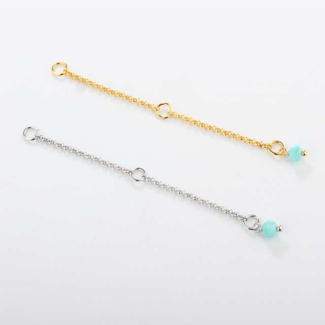 925 Sterling Silver 1.5mm Rolo Chain Extender With Charm Ending