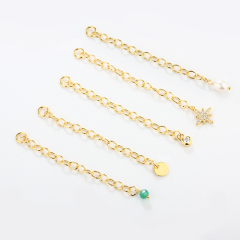 925 Sterling Silver 60c Cable Chain Extender With Charm Ending