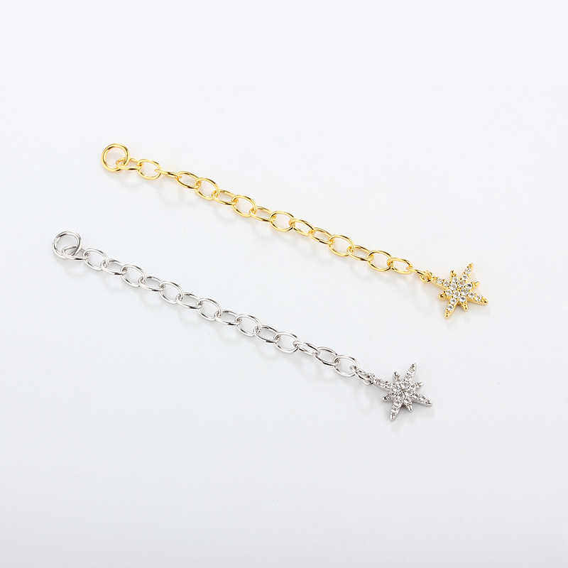 925 Sterling Silver 60c Cable Chain Extender With Charm Ending