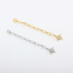 925 Sterling Silver 60c Cable Chain Extender With Charm Ending