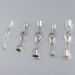 925 Sterling Silver Lobster Clasp With Cord End Caps Set