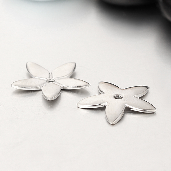 925 Sterling Silver 5-Petal Flower Bead Caps Findings