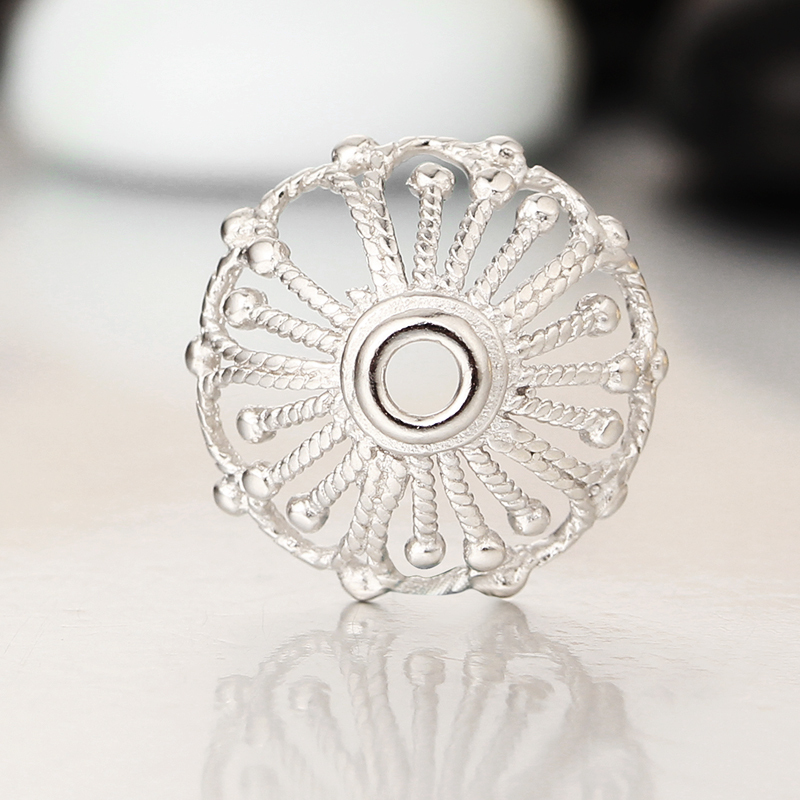 925 Sterling Silver Passion Flower Beads
