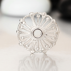 925 Sterling Silver Passion Flower Beads