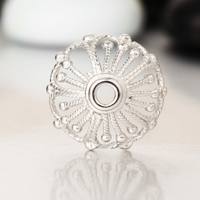 925 Sterling Silver Passion Flower Beads