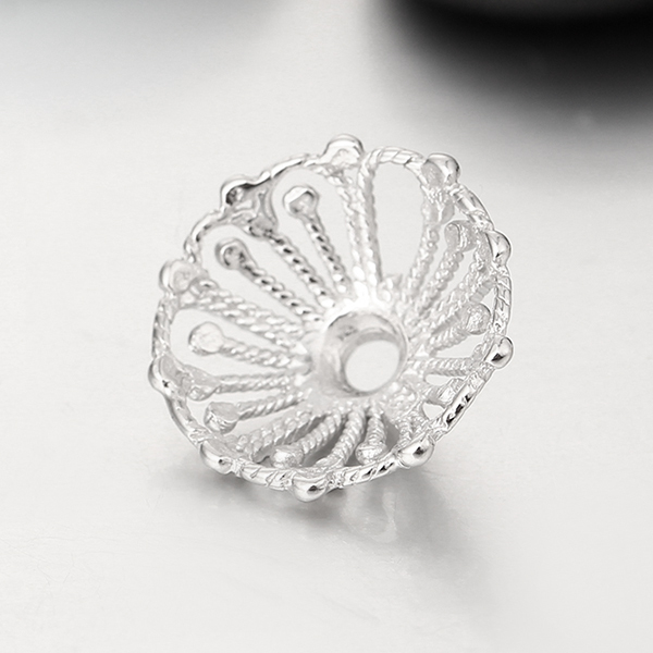 925 Sterling Silver Passion Flower Beads