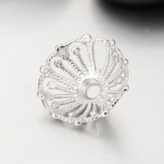 925 Sterling Silver Passion Flower Beads