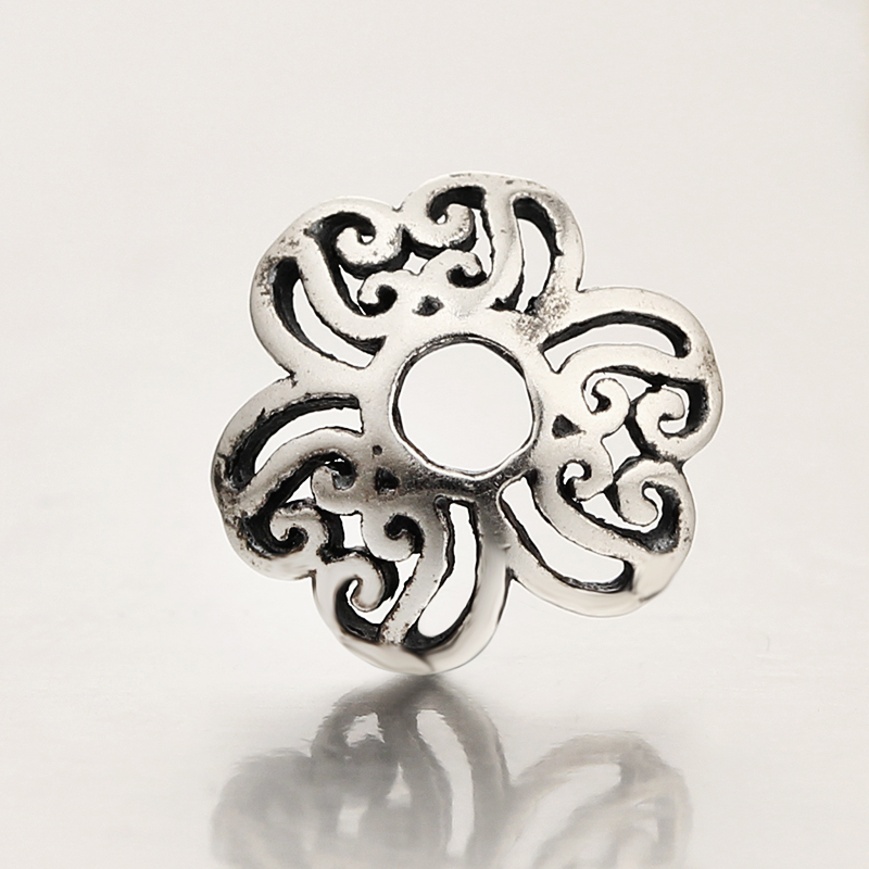 925 Sterling Silver Delicate Flower Beads Cap Spacers