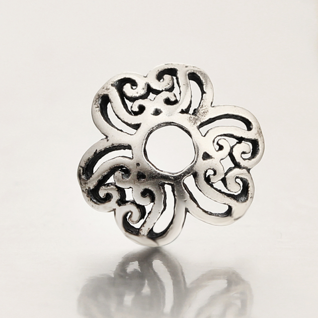 925 Sterling Silver Delicate Flower Beads Cap Spacers