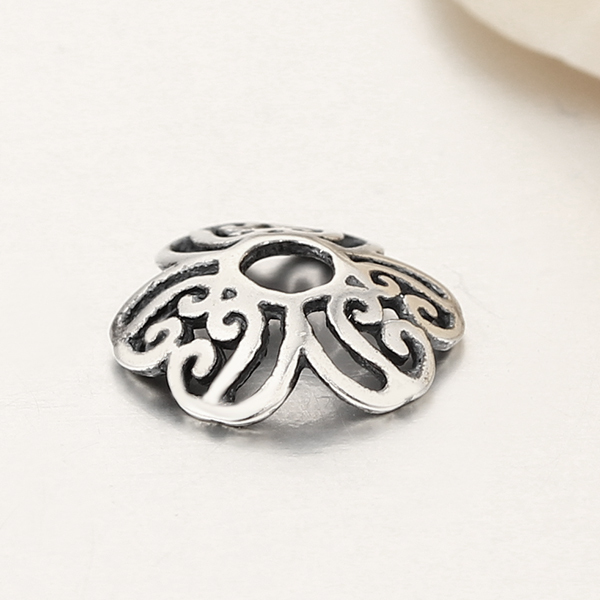 925 Sterling Silver Delicate Flower Beads Cap Spacers