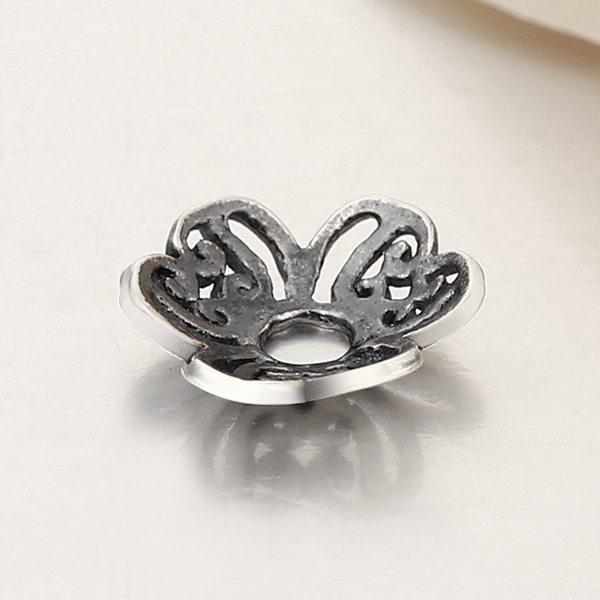 925 Sterling Silver Delicate Flower Beads Cap Spacers