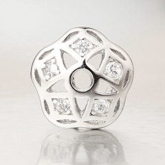 925 Sterling Silver CZ Inlaid Flower Bead Caps Findings