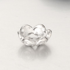 925 Sterling Silver CZ Inlaid Flower Bead Caps Findings