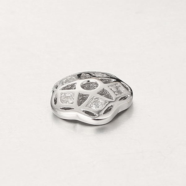 925 Sterling Silver CZ Inlaid Flower Bead Caps Findings
