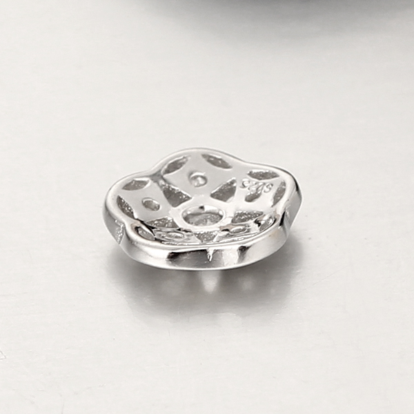 925 Sterling Silver CZ Inlaid Flower Bead Caps Findings