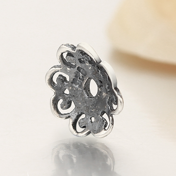 925 Sterling Silver Antiqued Swirl Flower Bead Caps Findings