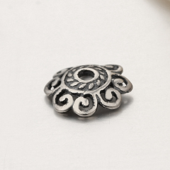 925 Sterling Silver Antiqued Swirl Flower Bead Caps Findings