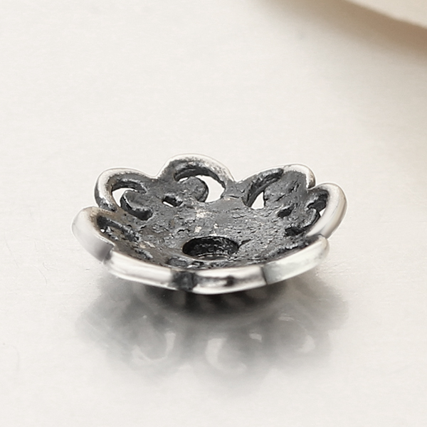 925 Sterling Silver Antiqued Swirl Flower Bead Caps Findings