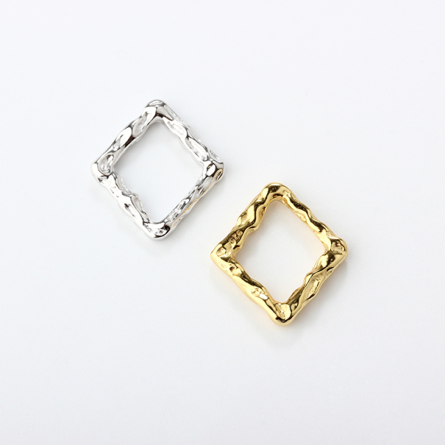 925 Sterling Silver Hammered Geometry Square Ring Connector