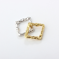 925 Sterling Silver Hammered Geometry Square Ring Connector