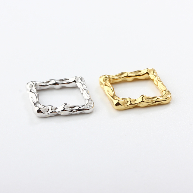 925 Sterling Silver Hammered Geometry Square Ring Connector