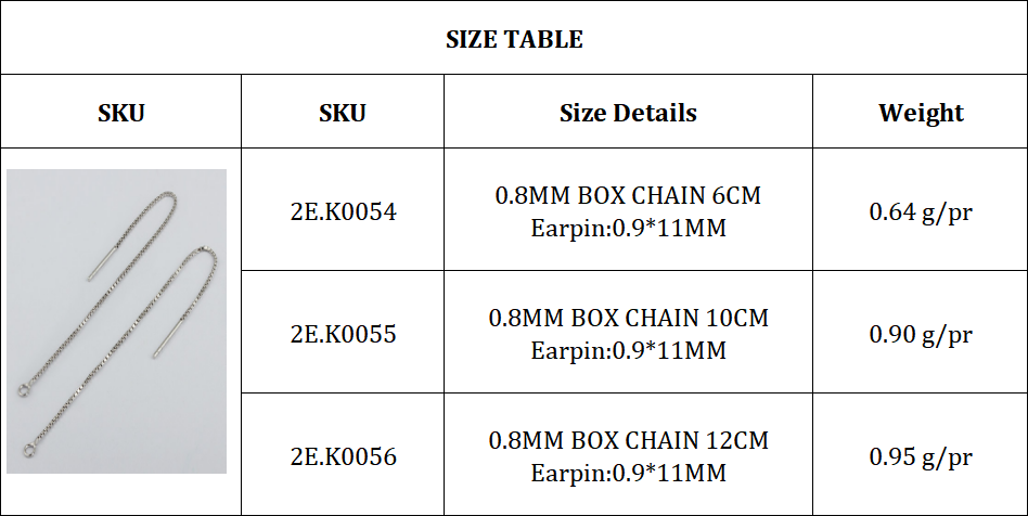 925 Sterling Silver Box Chain Ear Thread Findings
