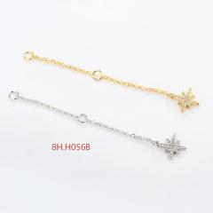 925 Sterling Silver 35C Cable Chain Extender With Charm Ending