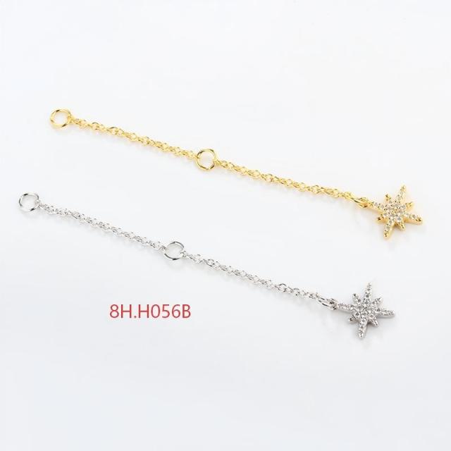 925 Sterling Silver 35C Cable Chain Extender With Charm Ending
