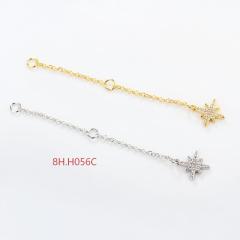 925 Sterling Silver 35C Cable Chain Extender With Charm Ending