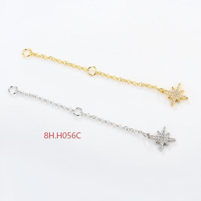 925 Sterling Silver 35C Cable Chain Extender With Charm Ending